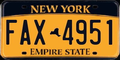 NY license plate FAX4951