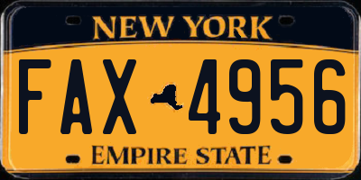 NY license plate FAX4956
