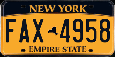 NY license plate FAX4958
