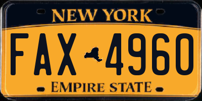 NY license plate FAX4960