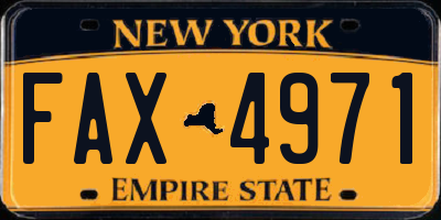 NY license plate FAX4971