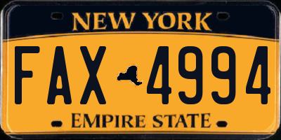 NY license plate FAX4994