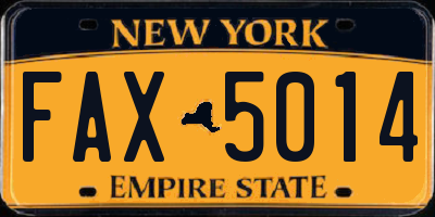 NY license plate FAX5014