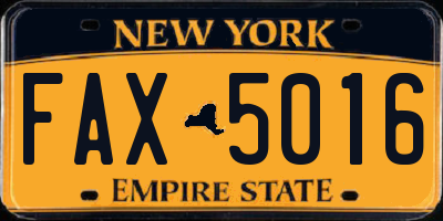NY license plate FAX5016