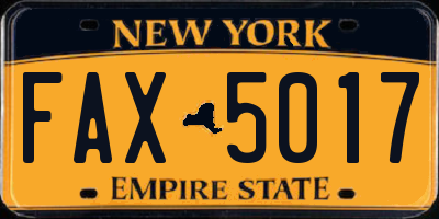 NY license plate FAX5017