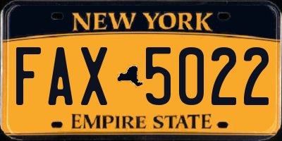 NY license plate FAX5022