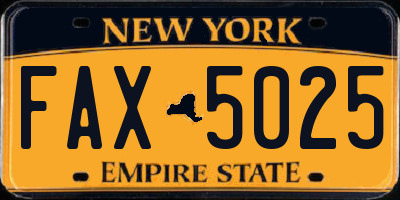 NY license plate FAX5025