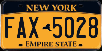 NY license plate FAX5028