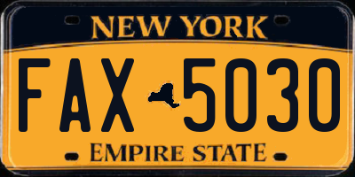 NY license plate FAX5030