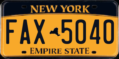NY license plate FAX5040
