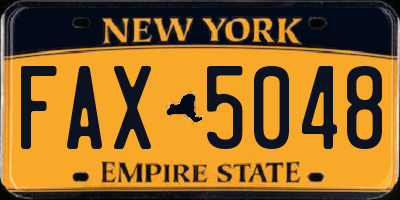 NY license plate FAX5048