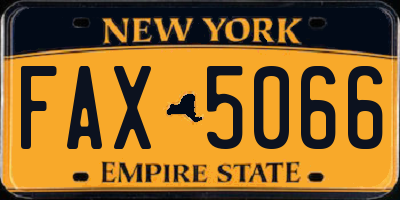 NY license plate FAX5066