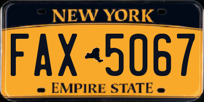 NY license plate FAX5067