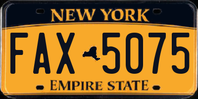 NY license plate FAX5075