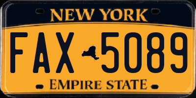 NY license plate FAX5089