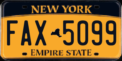 NY license plate FAX5099