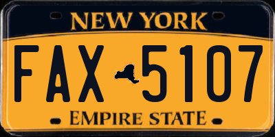 NY license plate FAX5107