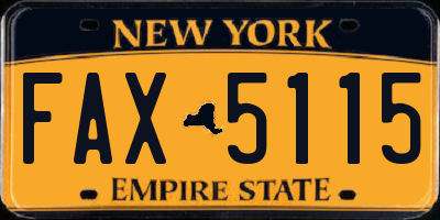 NY license plate FAX5115