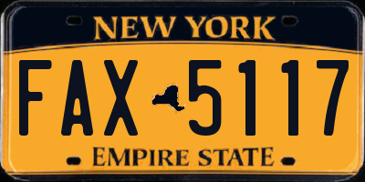 NY license plate FAX5117