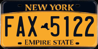 NY license plate FAX5122