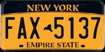 NY license plate FAX5137