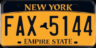 NY license plate FAX5144