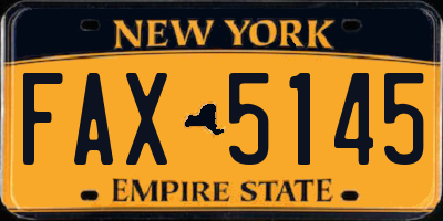 NY license plate FAX5145