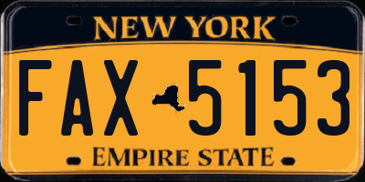 NY license plate FAX5153