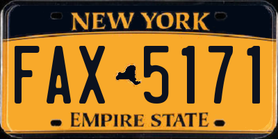 NY license plate FAX5171