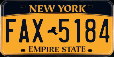 NY license plate FAX5184