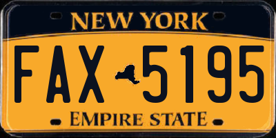 NY license plate FAX5195