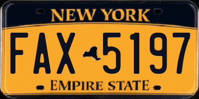 NY license plate FAX5197