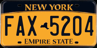 NY license plate FAX5204