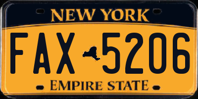 NY license plate FAX5206