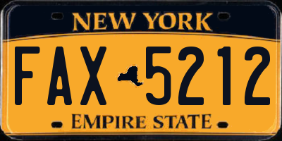 NY license plate FAX5212