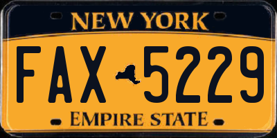 NY license plate FAX5229
