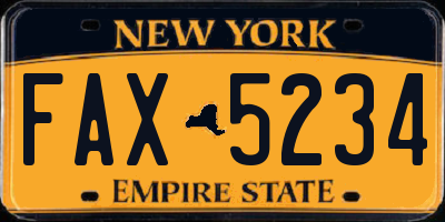 NY license plate FAX5234