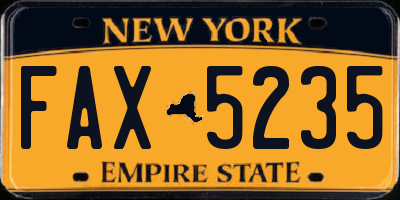 NY license plate FAX5235