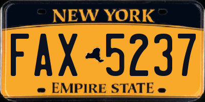 NY license plate FAX5237