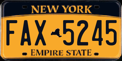 NY license plate FAX5245