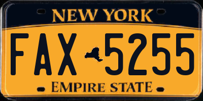 NY license plate FAX5255