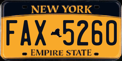NY license plate FAX5260