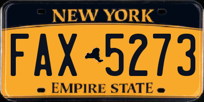 NY license plate FAX5273
