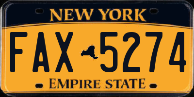 NY license plate FAX5274