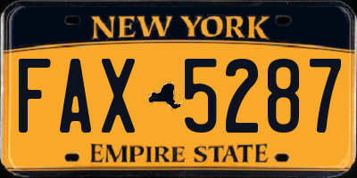 NY license plate FAX5287