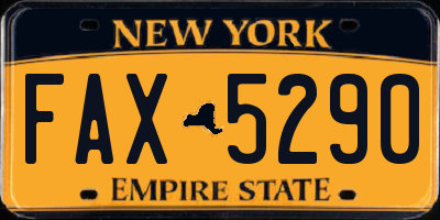 NY license plate FAX5290