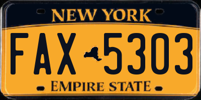 NY license plate FAX5303