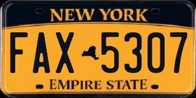NY license plate FAX5307