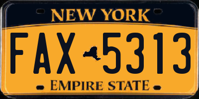 NY license plate FAX5313