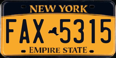 NY license plate FAX5315